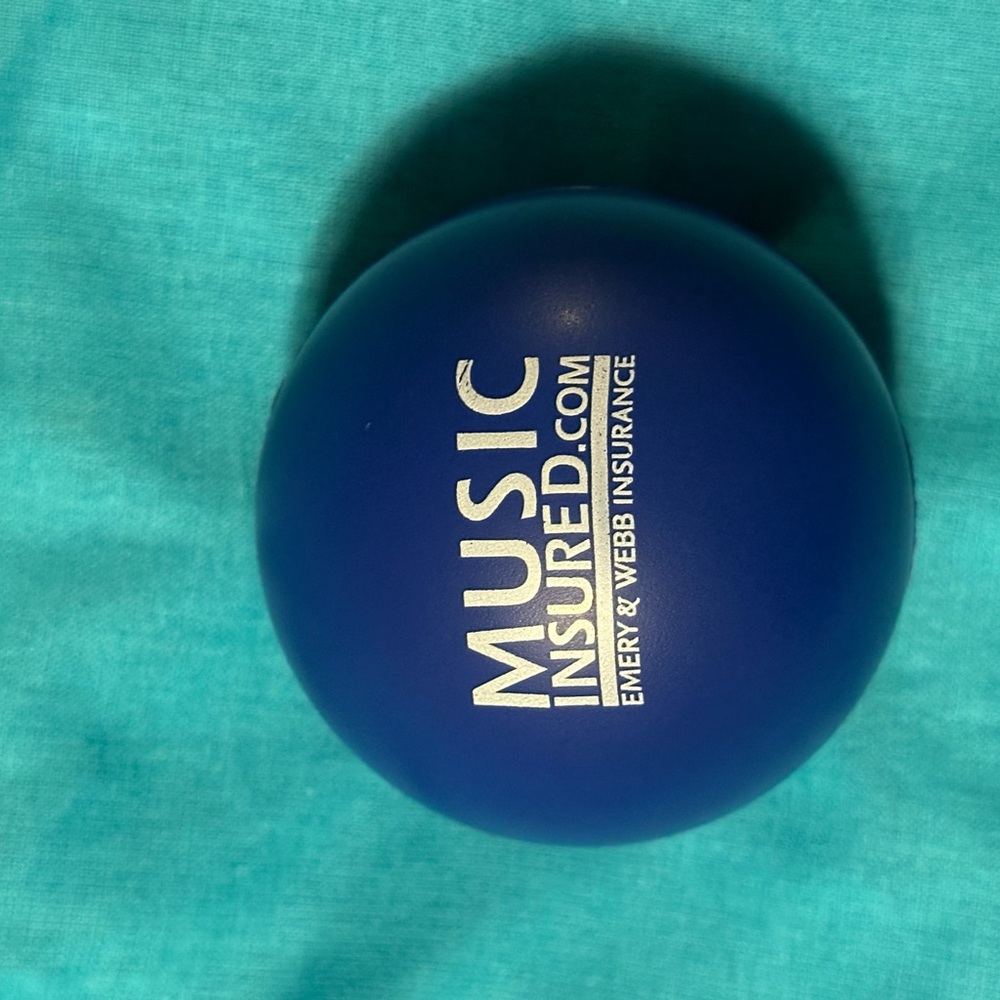 Blue Stress Ball with Music Insured Logo